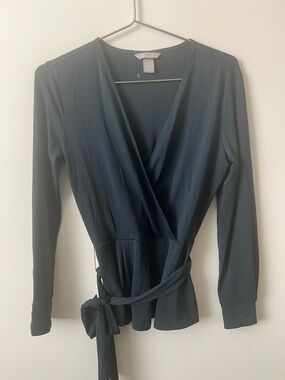 H&M Teal Wrap-Style Blouse